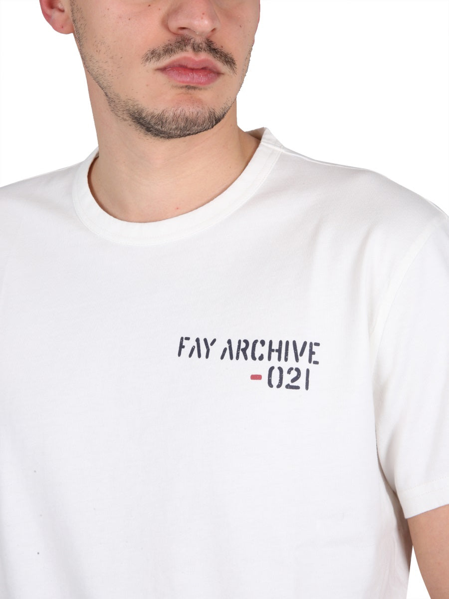Fay Logo-Print Cotton T-Shirt — White, view 3