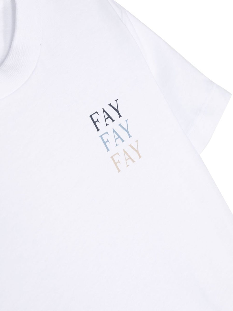 Fay 100% Cotton T-Shirt — White, view 2