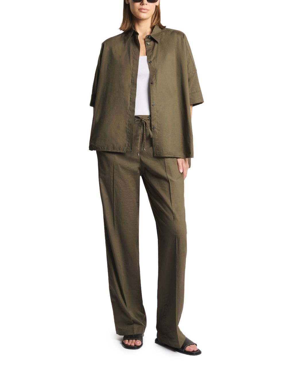 Fay Cotton Trousers — Khaki, view 3