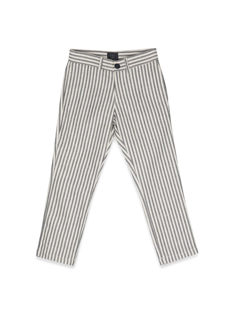 Fay Striped Cotton-Linen Trousers — Multicolor by Fay