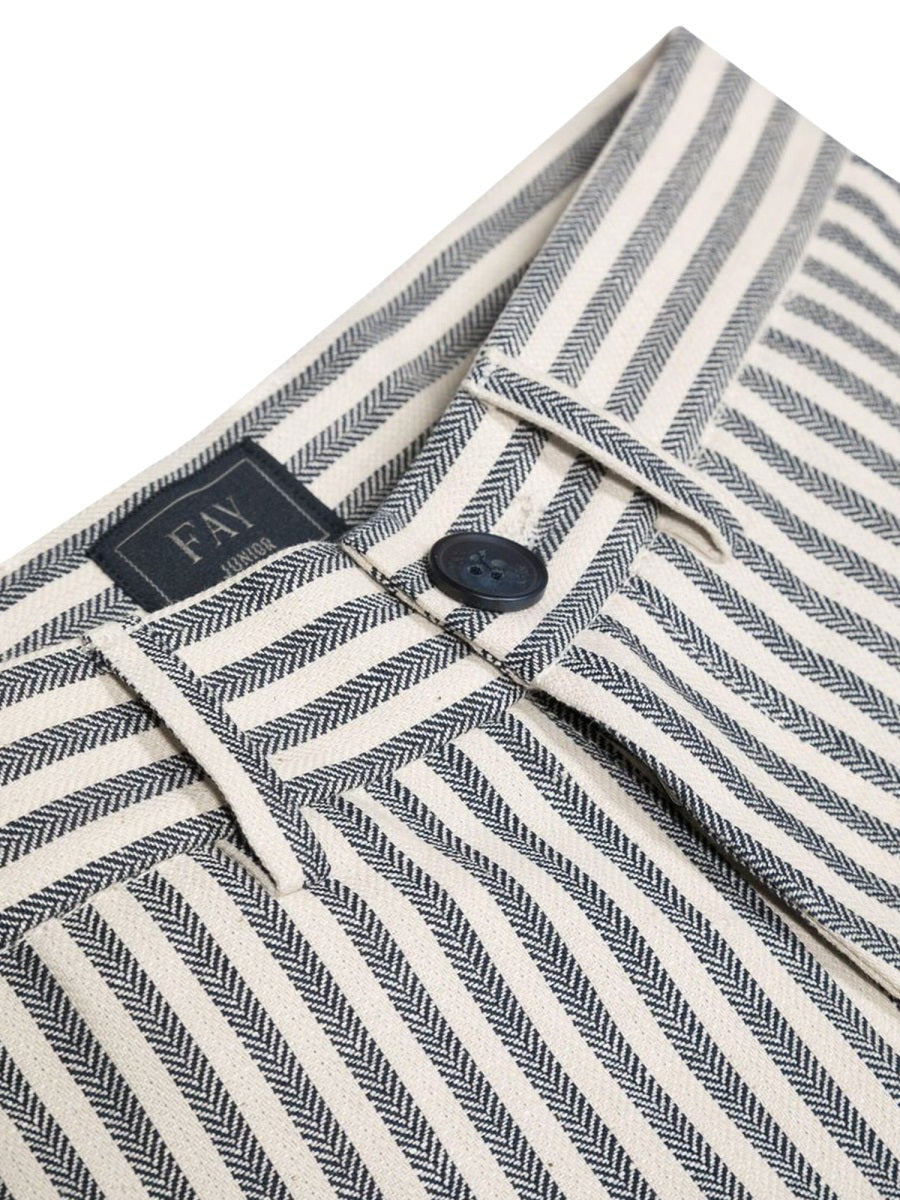 Fay Striped Cotton-Linen Trousers — Multicolor, view 2