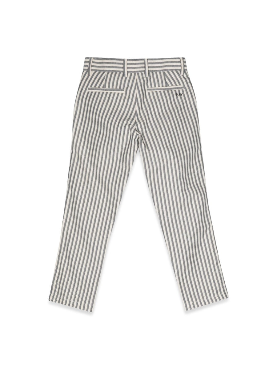 Fay Striped Cotton-Linen Trousers — Multicolor, view 3