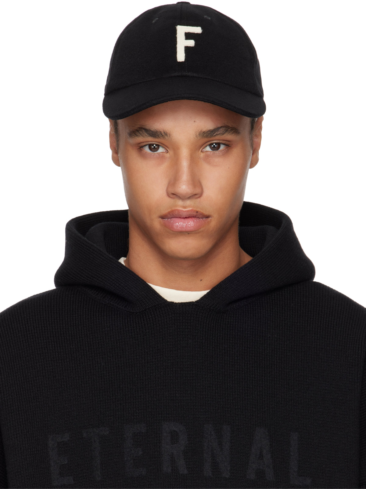 Fear Of God FGE2708040WOO001 Logo Wool Baseball Cap — Black, view 3