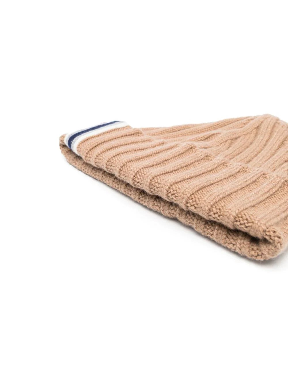 Fedeli Ribbed-Knit Cashmere Beanie — Beige, view 2