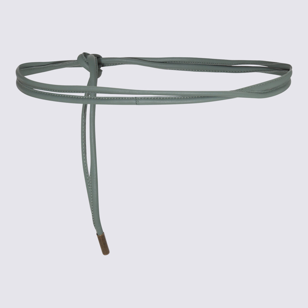 Federica Tosi Leather Tie Belt — Green, view 2