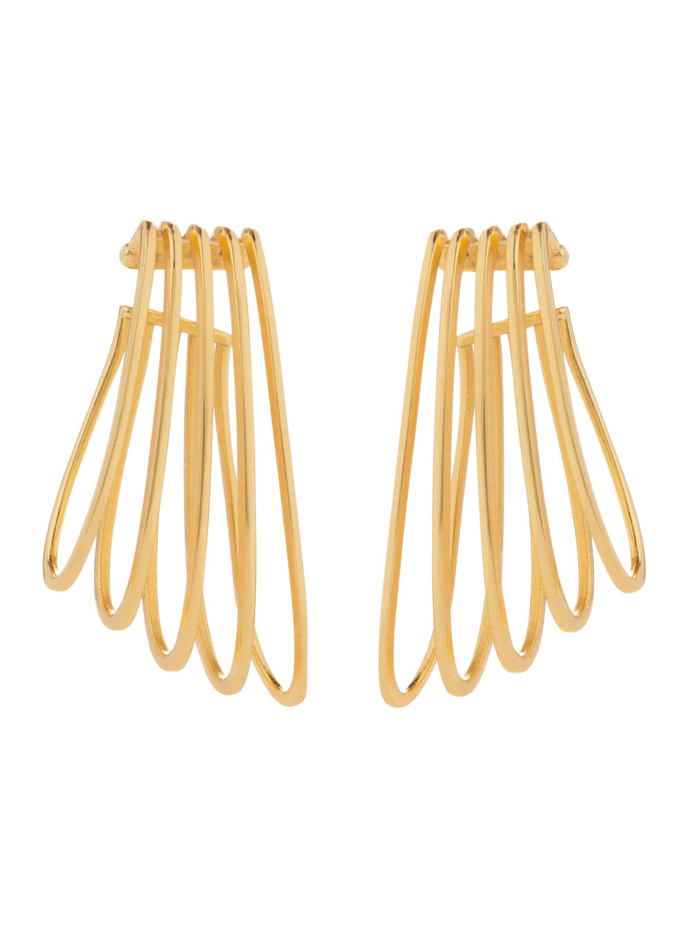 Federica Tosi Five-Ring Cage Ear Cuff Earrings — Gold by Federica Tosi