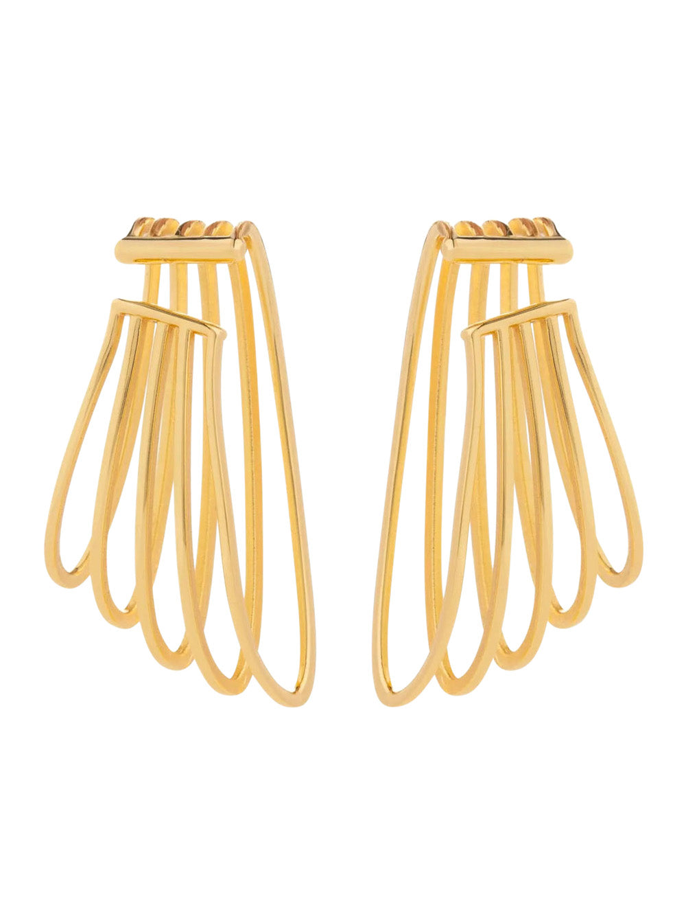 Federica Tosi Five-Ring Cage Ear Cuff Earrings — Gold, view 2