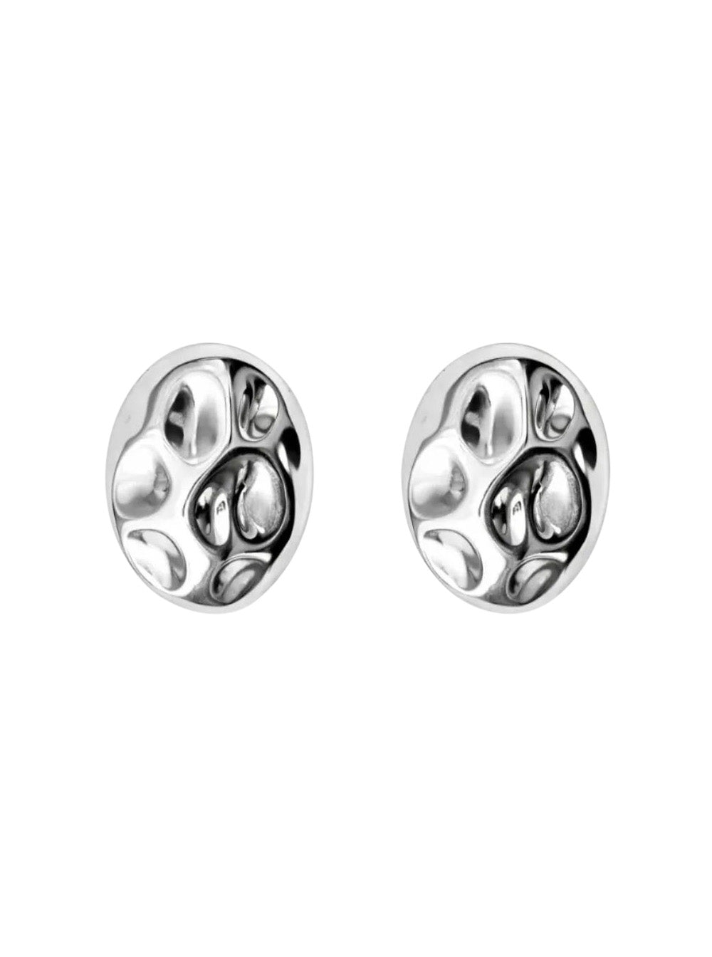 Federica Tosi Polished Oval Metal Earrings — Silver by Federica Tosi