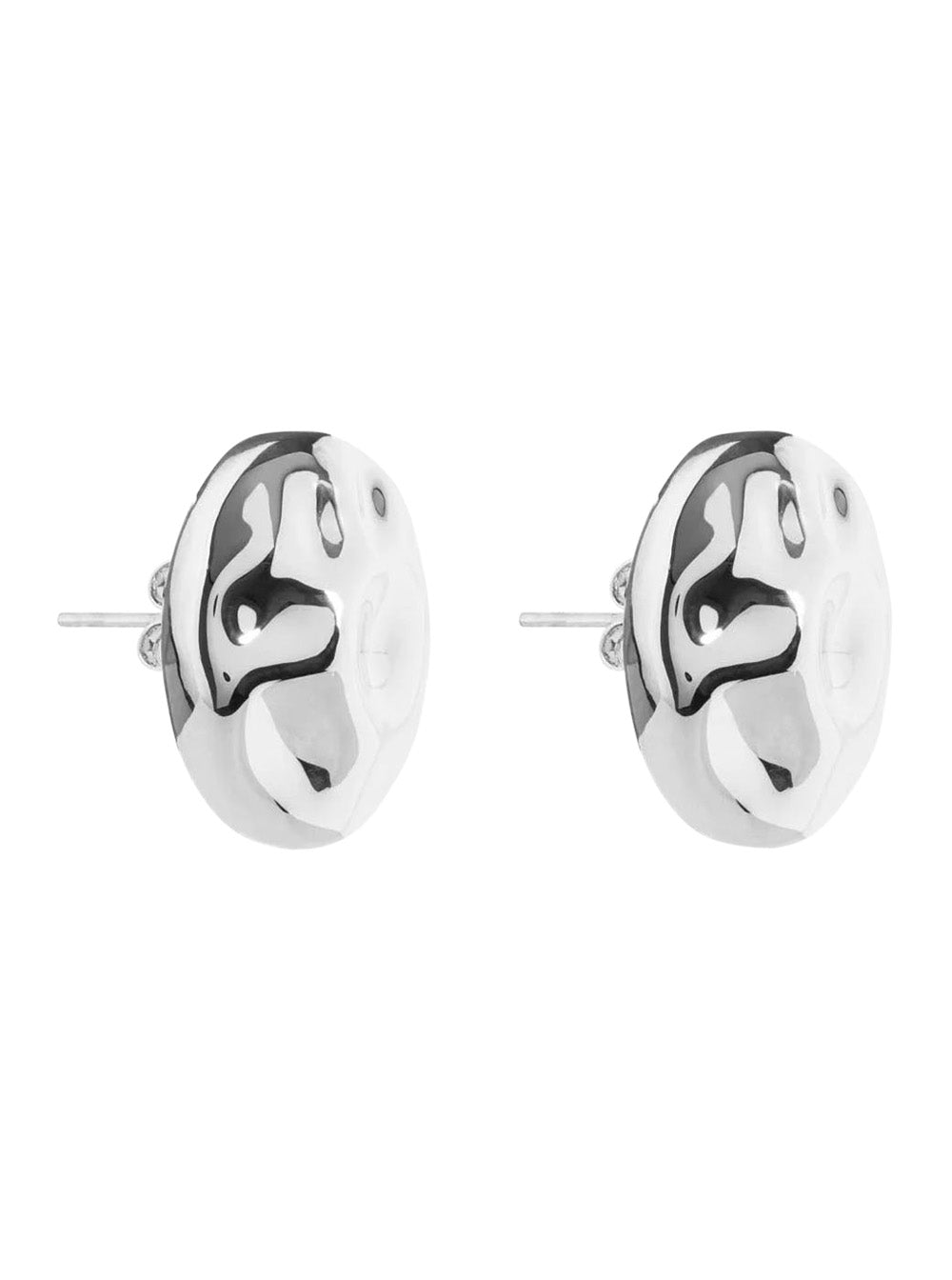 Federica Tosi Polished Oval Metal Earrings — Silver, view 2