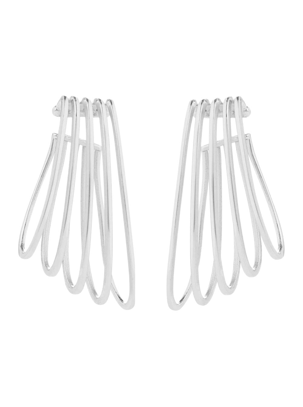 Federica Tosi Five-Ring Cage Metal Earrings — Silver by Federica Tosi