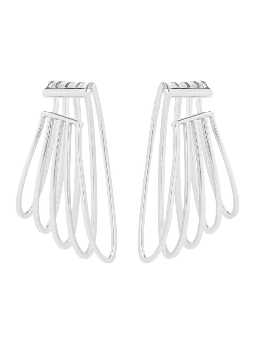 Federica Tosi Five-Ring Cage Metal Earrings — Silver, view 2