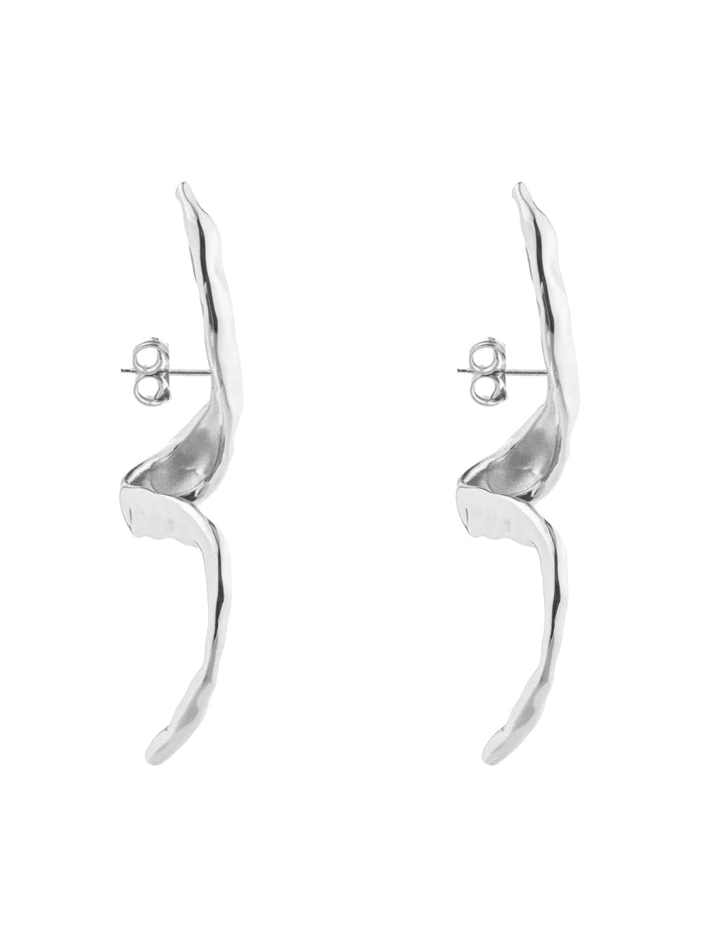 Federica Tosi Snake-Motif Silver Earrings — Silver, view 2