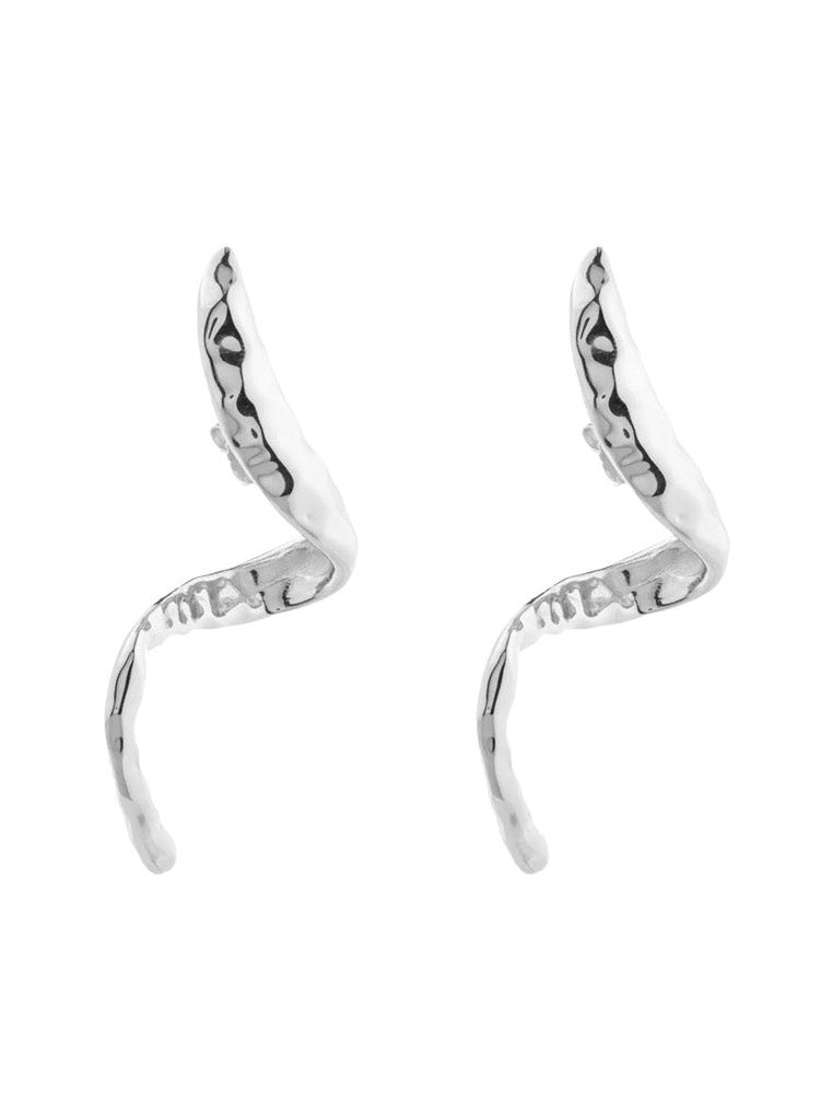 Federica Tosi Snake-Motif Silver Earrings — Silver, view 3
