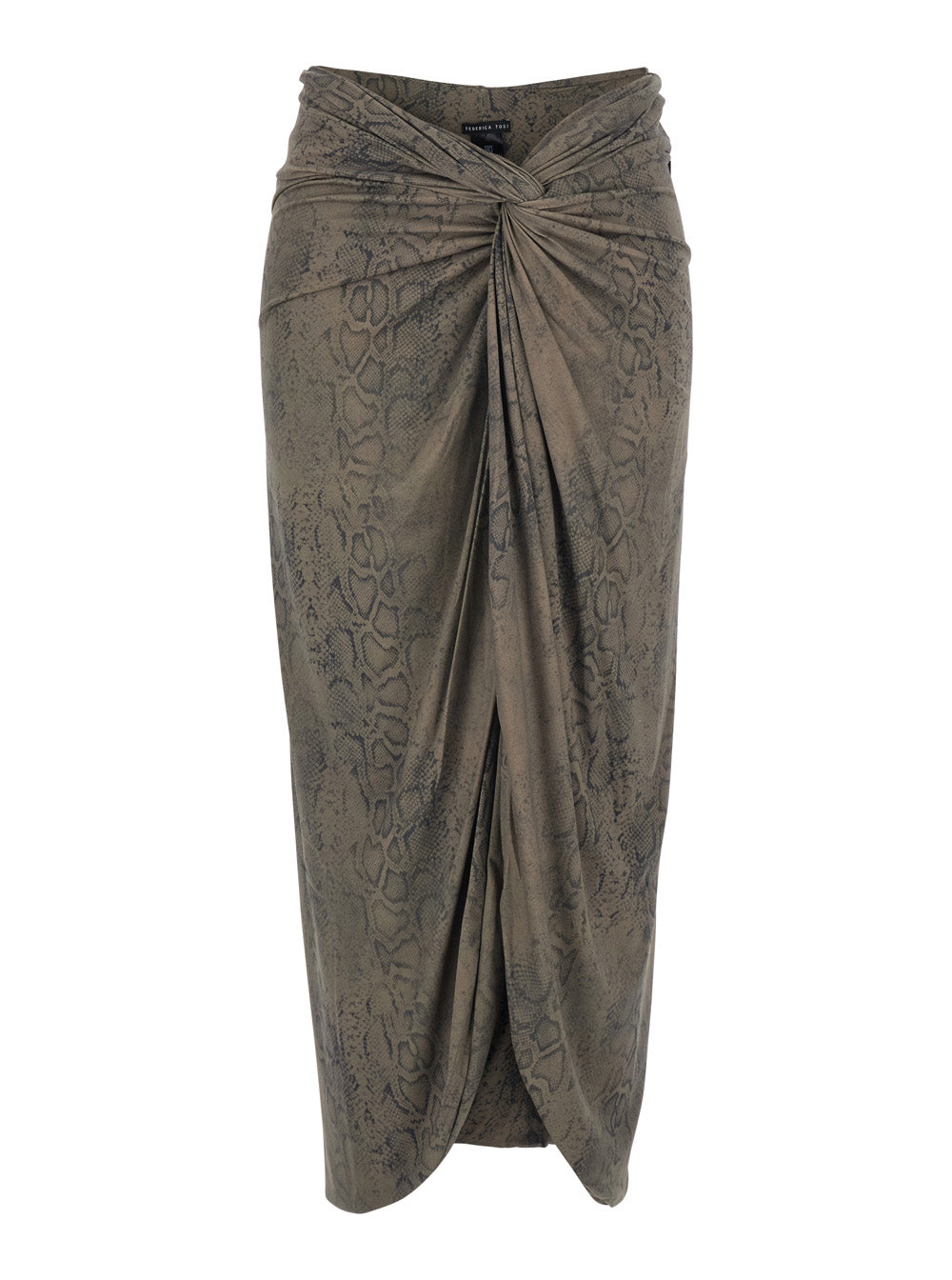 Federica Tosi Python-Patterned Stretch Polyamide Skirt — Green by Federica Tosi