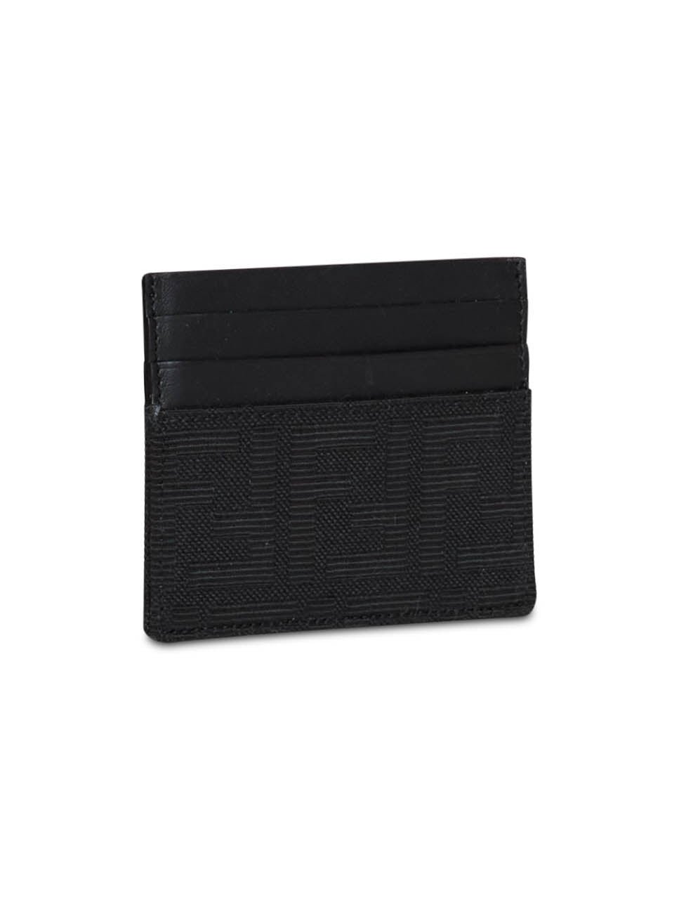 Fendi FF Zucca Jacquard Card Case — Black, view 2