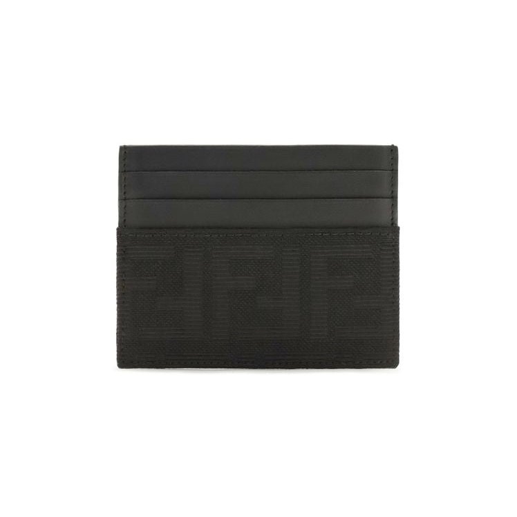 Fendi FF Jacquard and Leather Card Case — Black, view 2