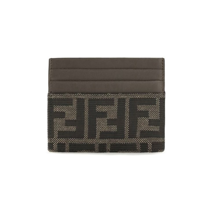 Fendi FF Jacquard Leather Card Case — Brown by Fendi