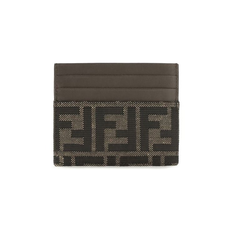 Fendi FF Jacquard Leather Card Case — Brown, view 2