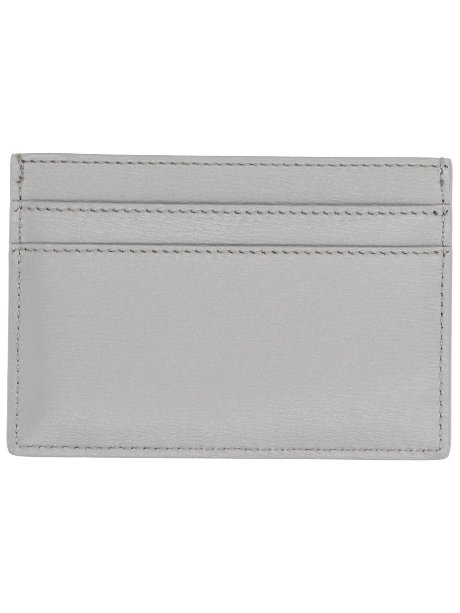 Fendi Squared FF Logo Calf Leather Card Case — Grey, view 2
