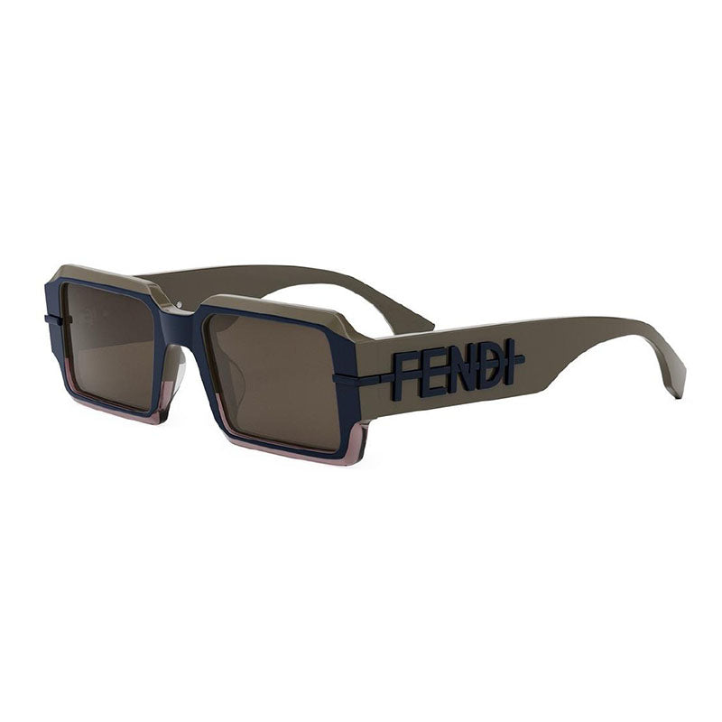 Fendi FE40073U50E Rectangle Full Rim Sunglasses — Brown by Fendi