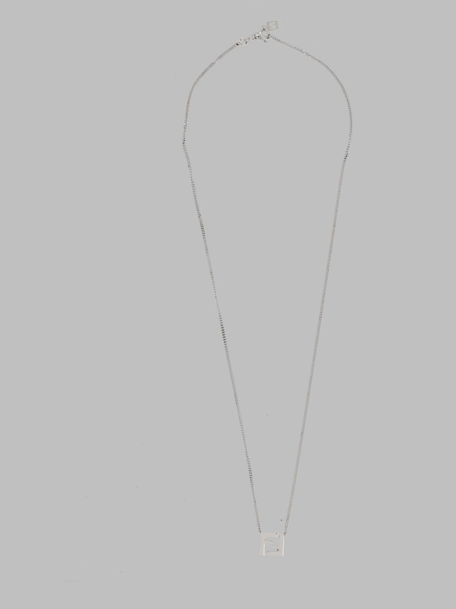 Fendi FF-Logo Silver-Tone Brass Necklace — Silver, view 2