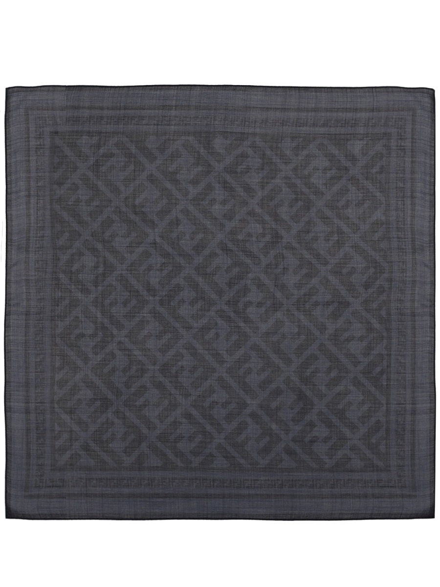Fendi FF Motif Silk-Wool Jacquard Scarf — Blue by Fendi
