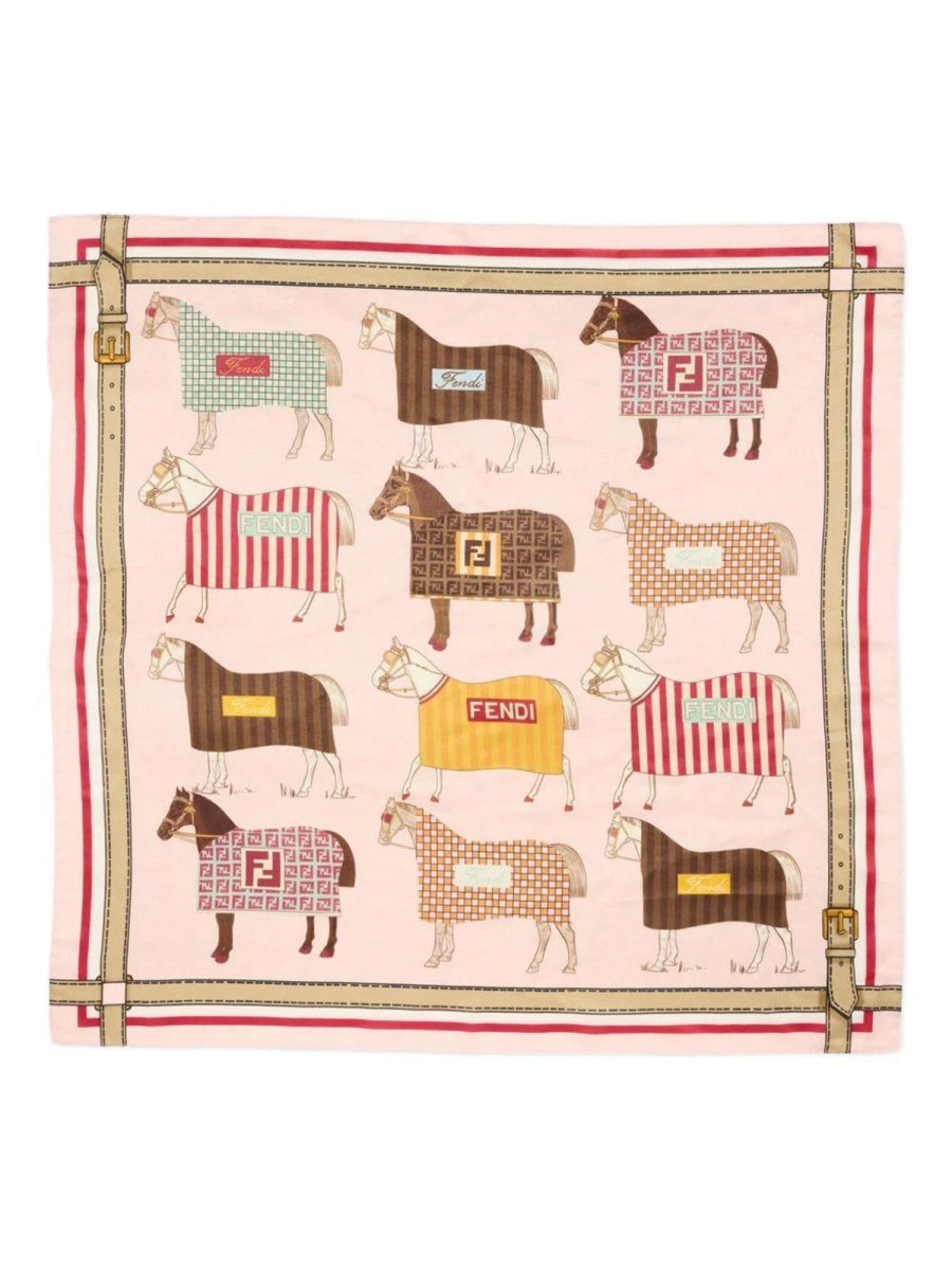 Fendi Foulard Cotton and Silk Scarf — Pink, view 2