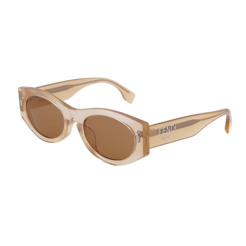Fendi Oval Acetate Frame Sunglasses — Brown by Fendi