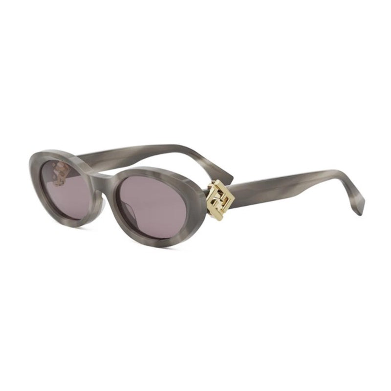 Fendi Oval Frame with Gold Hardware Sunglasses — Gray by Fendi