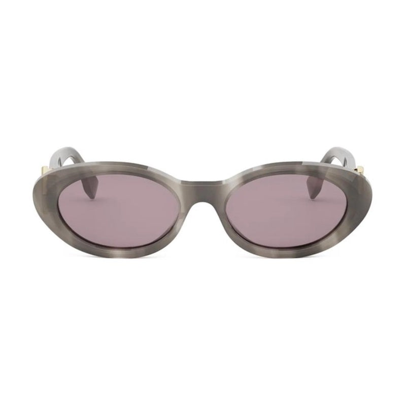 Fendi Oval Frame with Gold Hardware Sunglasses — Gray, view 2