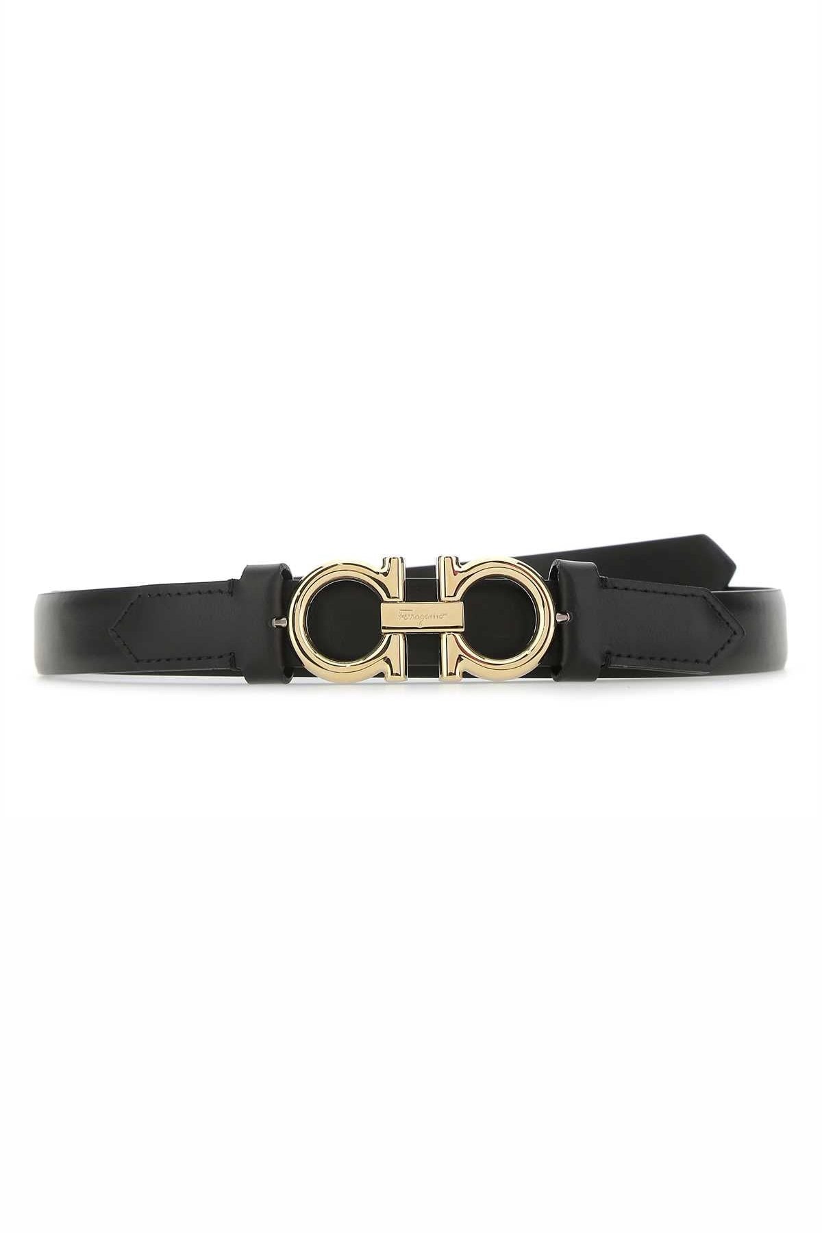 Ferragamo Double-Ring Buckle Calf Belt — Black by Ferragamo