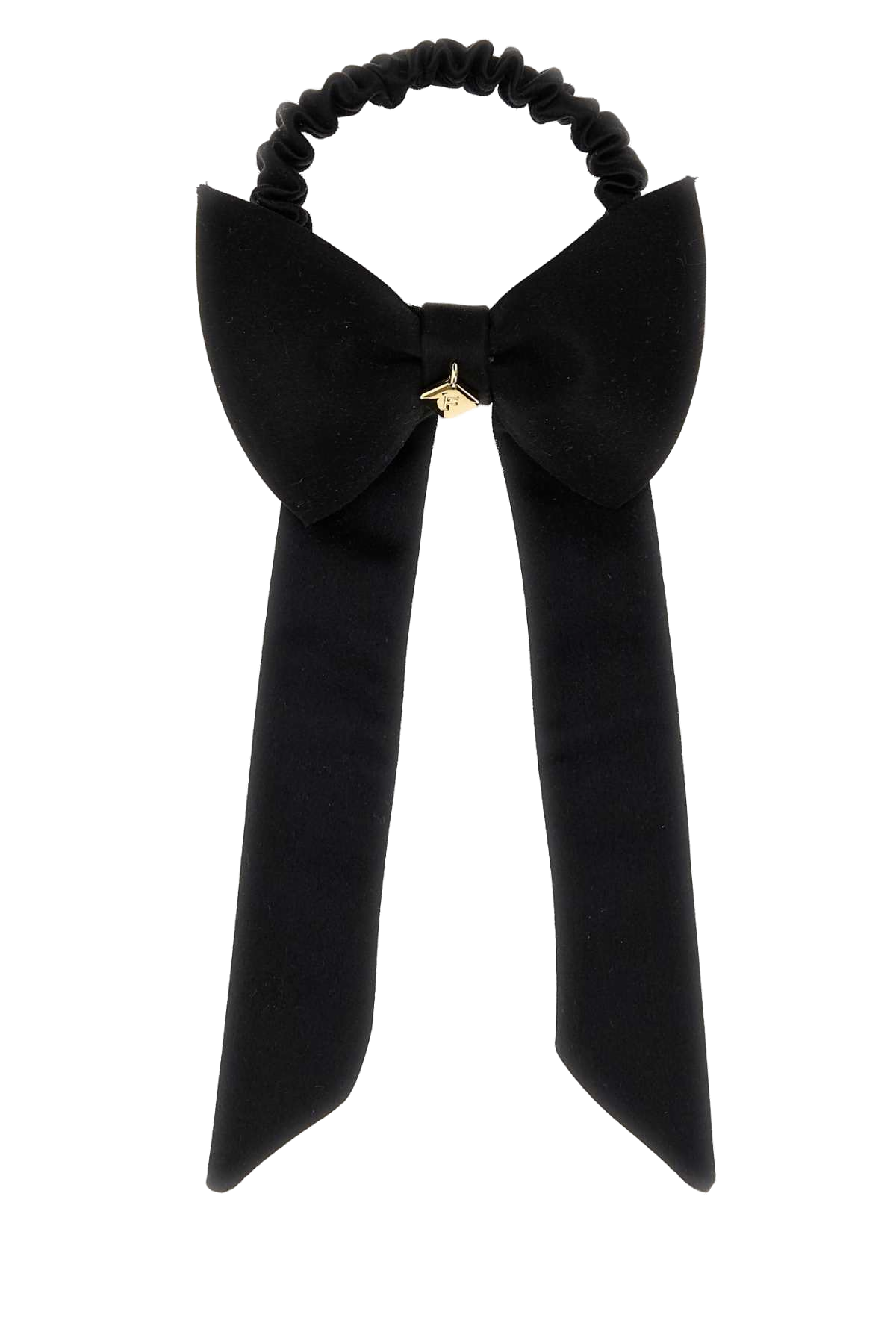 Ferragamo Fabric with Golden-Metal Charm Bow Tie — Black by Ferragamo