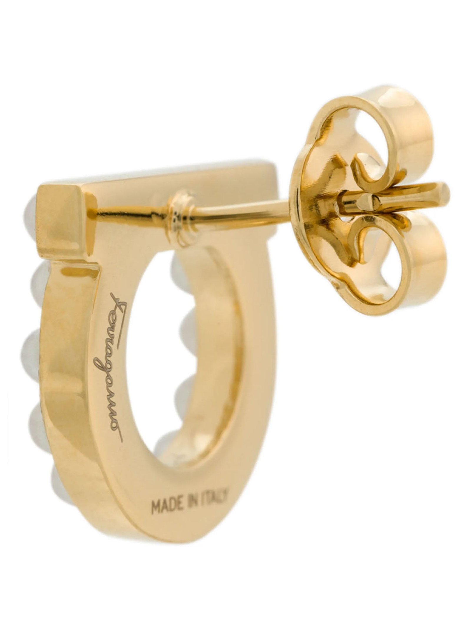 Ferragamo Pearl-Embellished Earrings — Gold, view 3