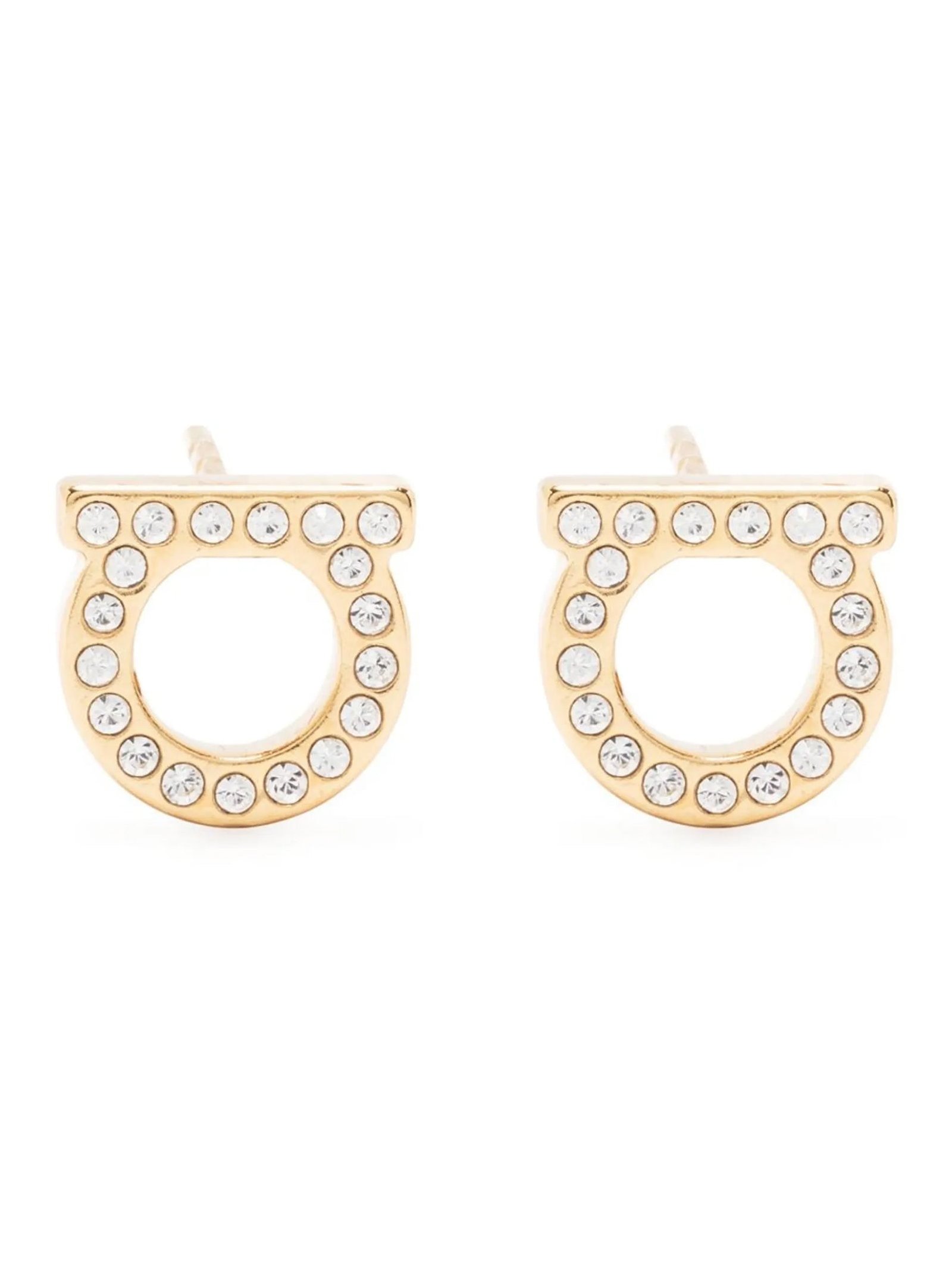 Ferragamo Gancini Crystals Earrings — Gold by Ferragamo