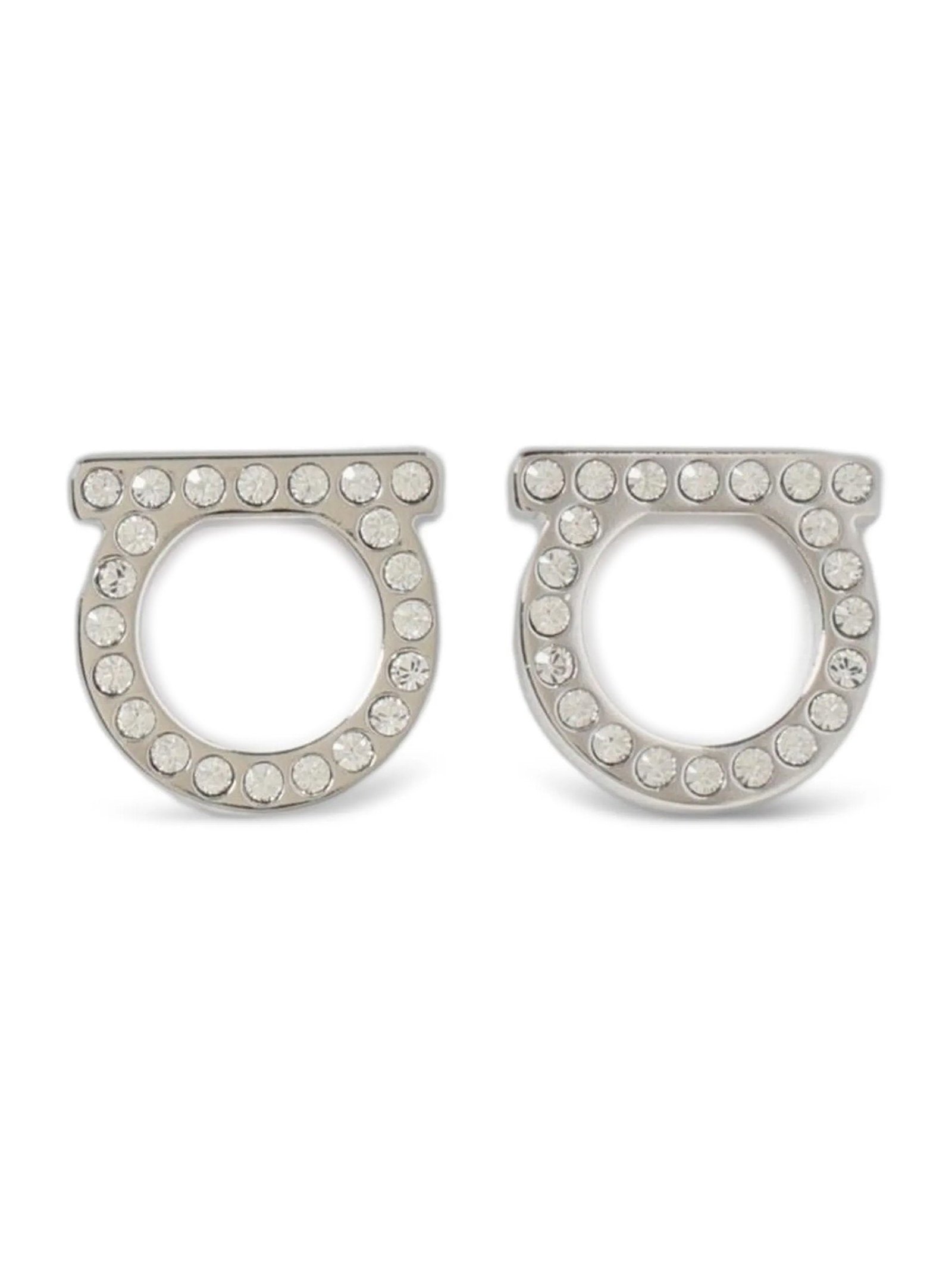 Ferragamo Gancini Crystals Earrings — Silver by Ferragamo
