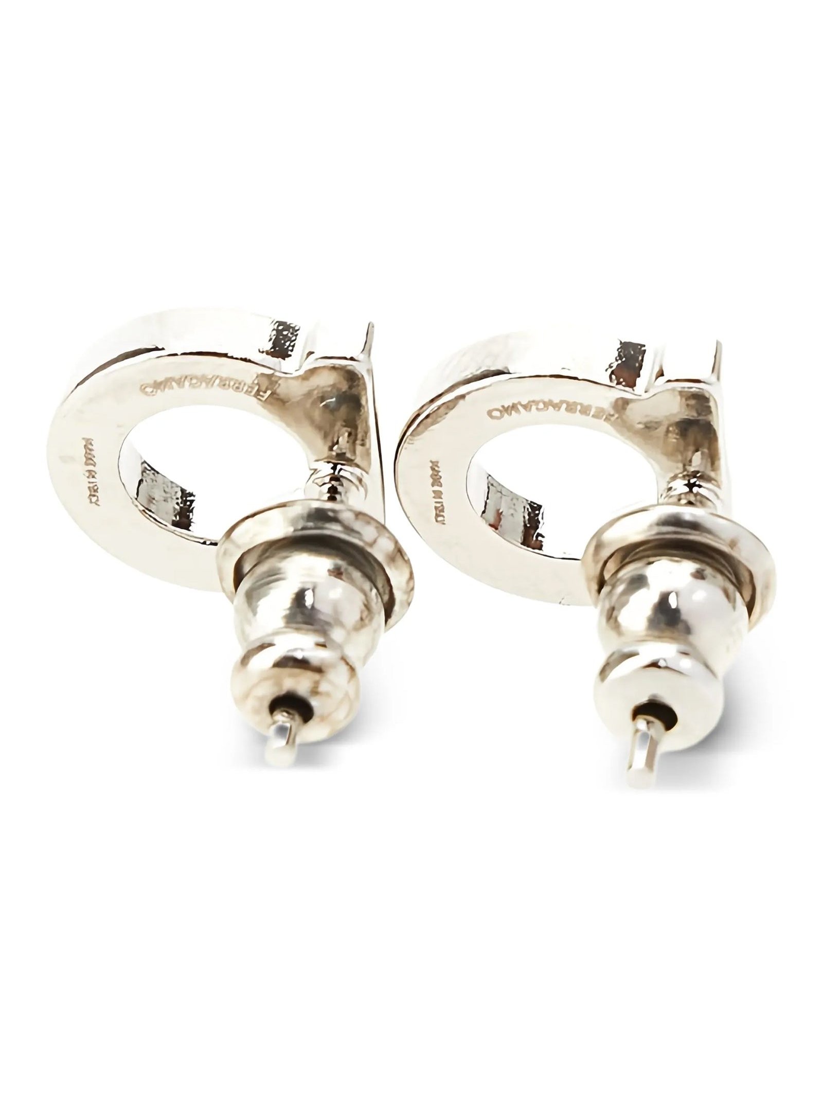 Ferragamo Gancini Cristalli Earrings — Silver, view 2