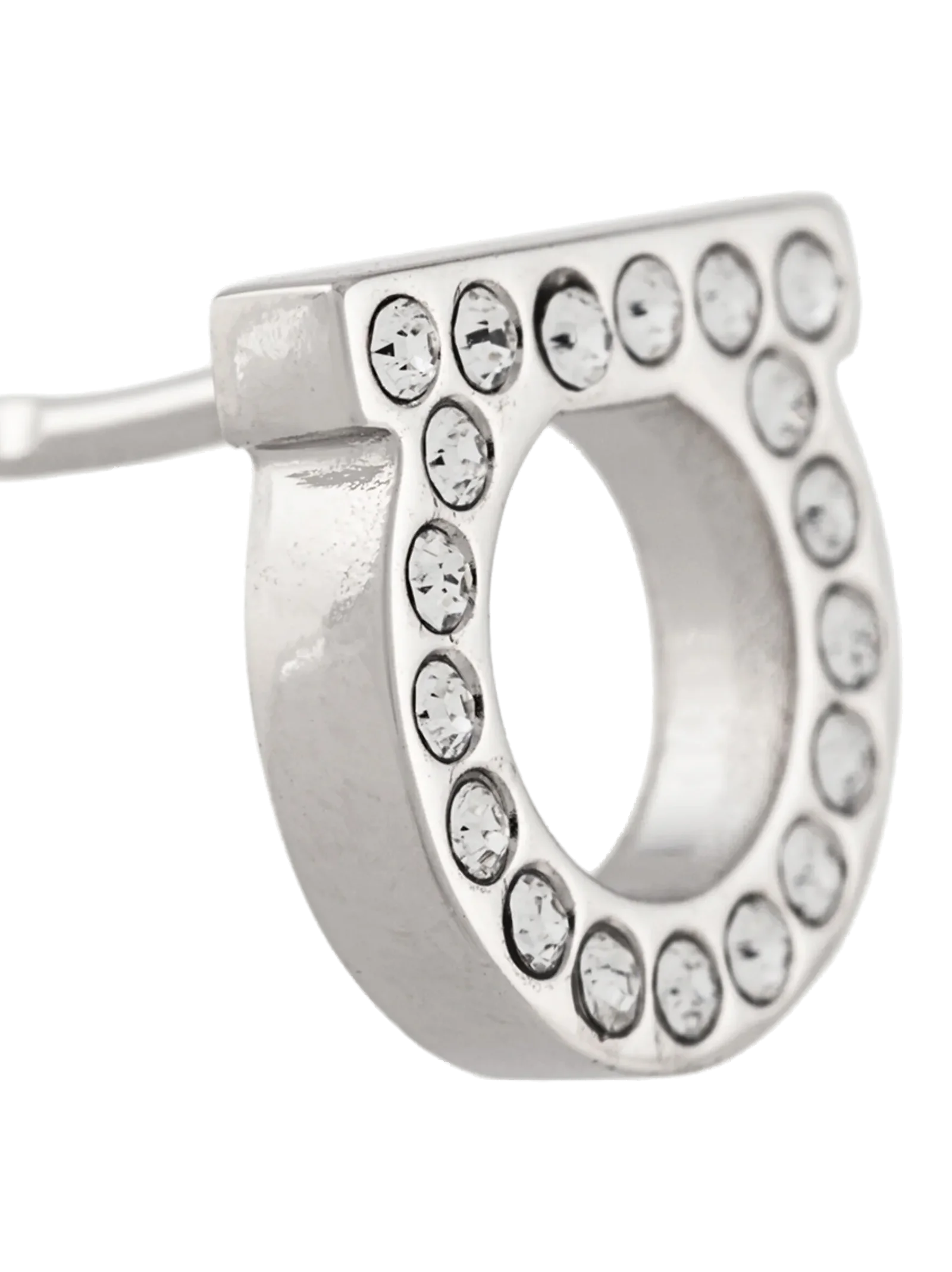 Ferragamo Gancini Cristalli Earrings — Silver, view 3