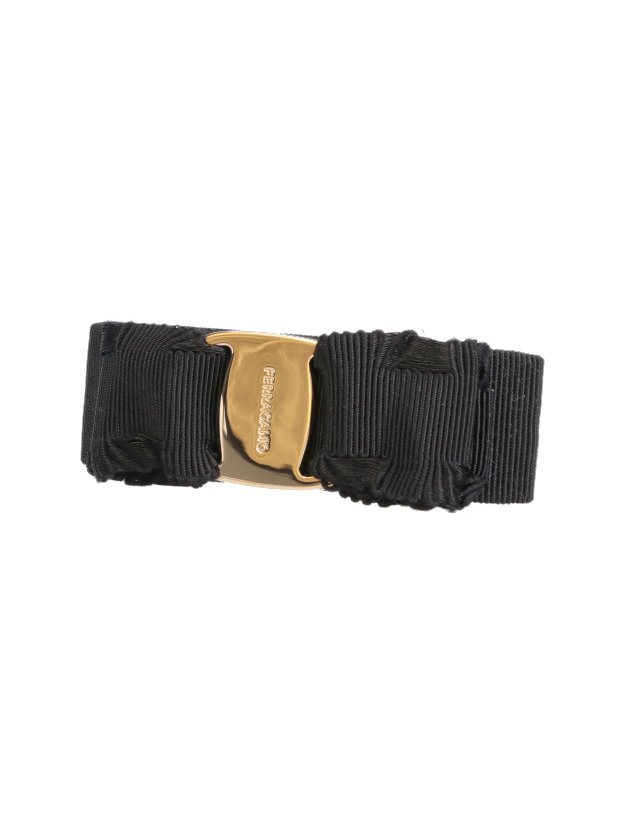 Ferragamo Ribbed Grosgrain Bow Hair Clip — Black, view 2