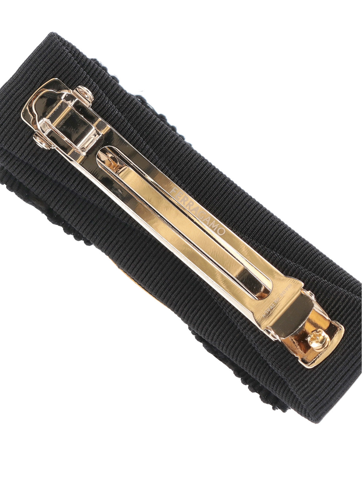 Ferragamo Ribbed Grosgrain Bow Hair Clip — Black, view 3
