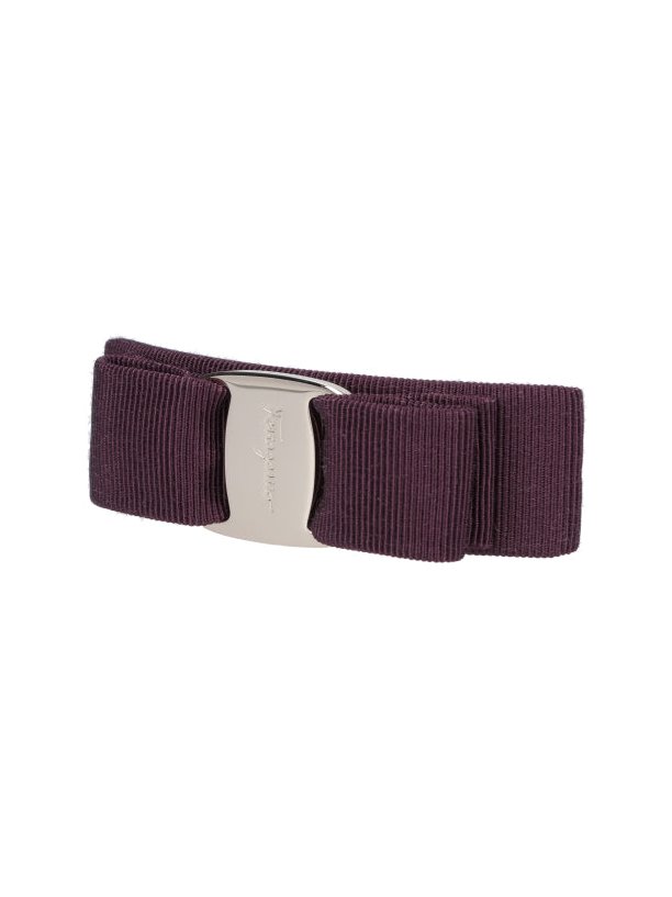 Ferragamo Ribbed Grosgrain Bow Hair Clip — Purple, view 2