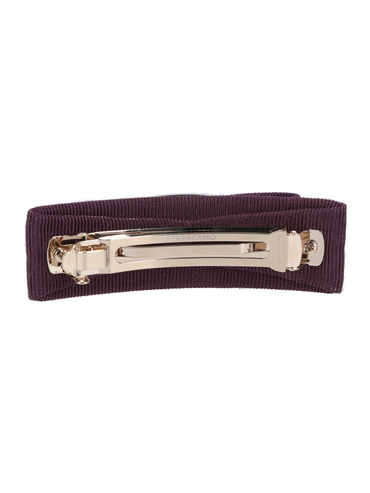 Ferragamo Ribbed Grosgrain Bow Hair Clip — Purple, view 3