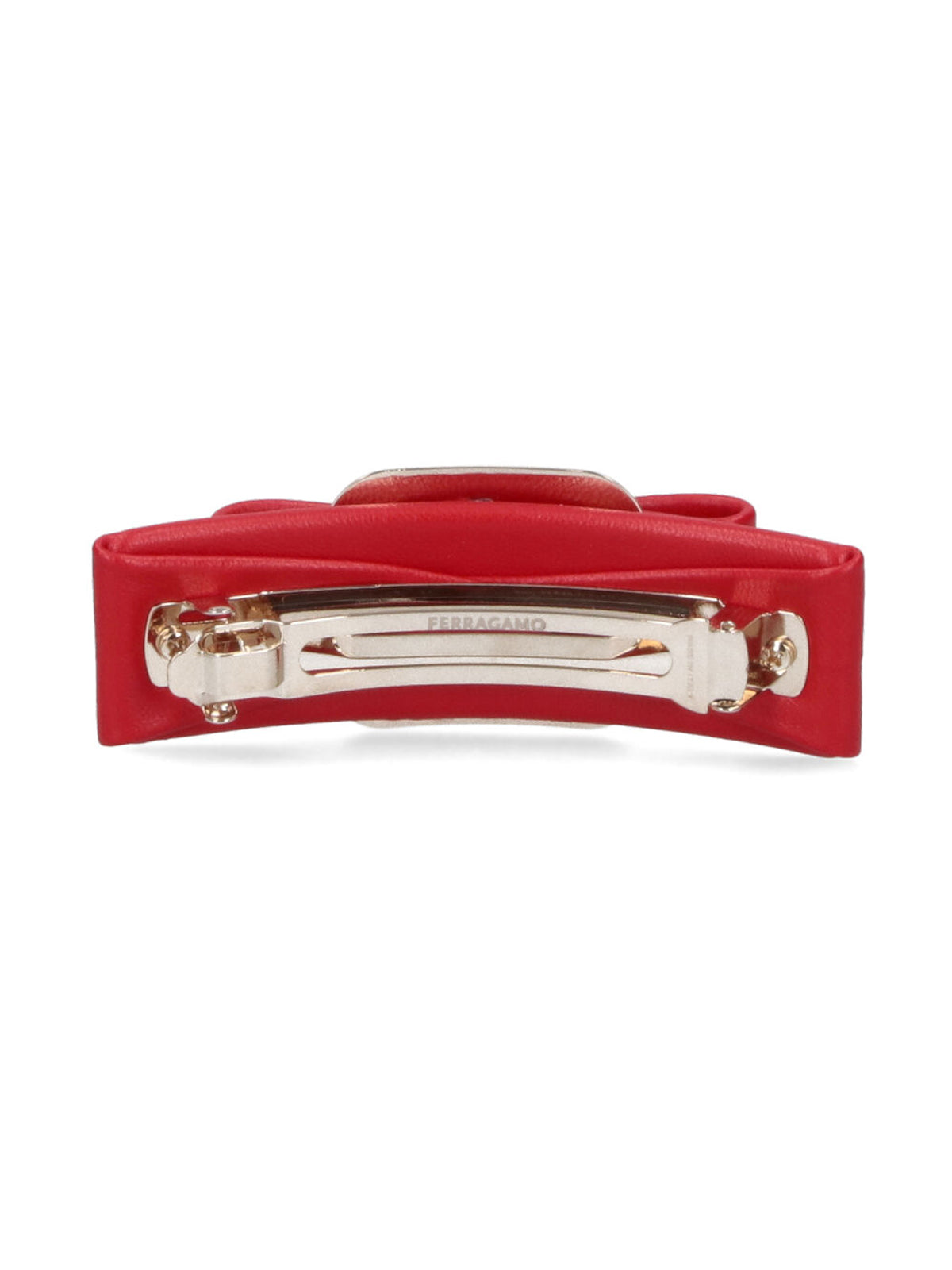 Ferragamo Leather Bow Hair Clip — Red, view 3