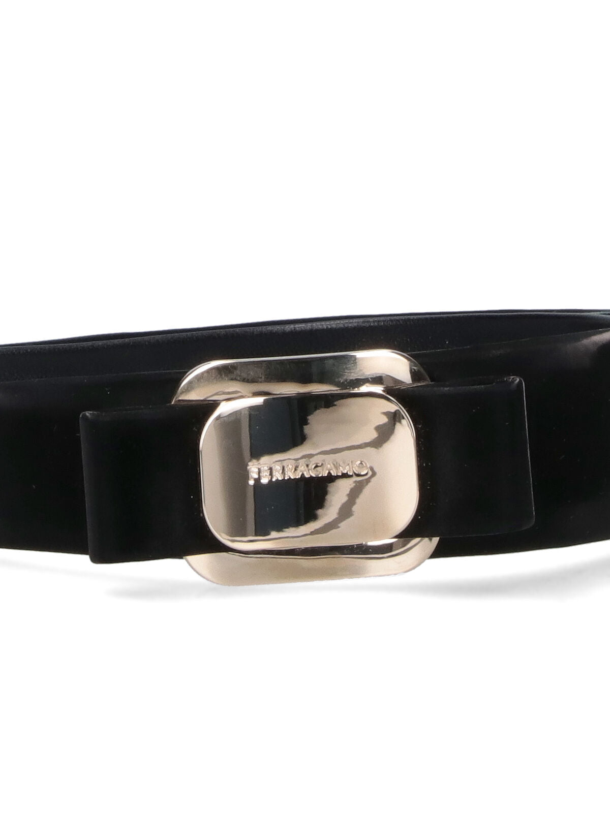Ferragamo Padded Leather Bow Headband — Black, view 2