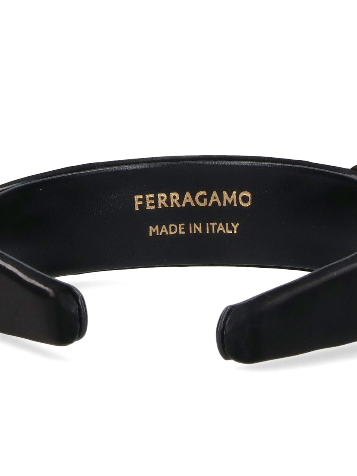Ferragamo Padded Leather Bow Headband — Black, view 3