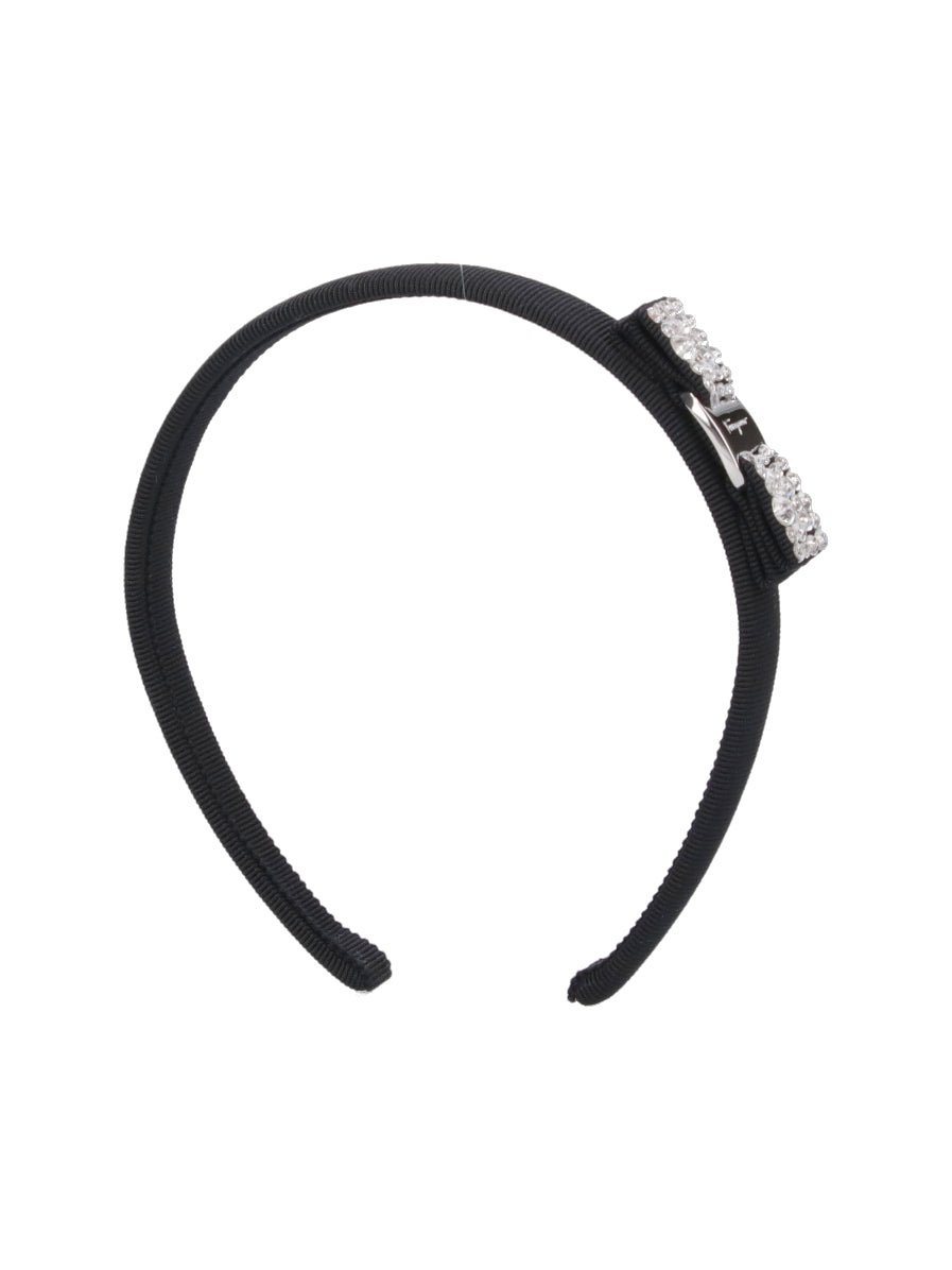 Ferragamo Crystal-Embellished Cotton Headband — Black by Ferragamo