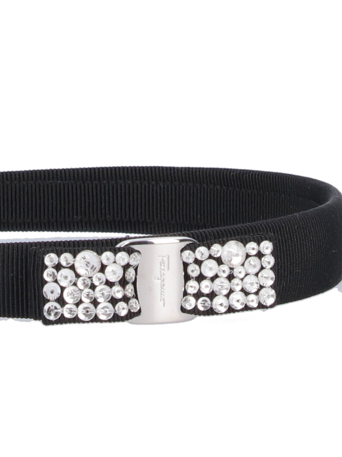 Ferragamo Crystal-Embellished Cotton Headband — Black, view 2