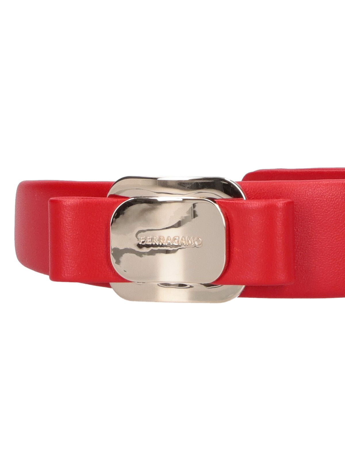 Ferragamo Bow-Detail Leather Headband — Red, view 2