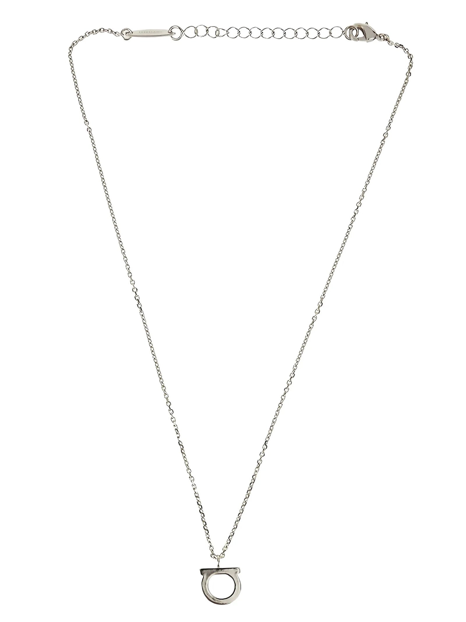 Ferragamo Gancini Strass Necklace — Silver, view 2