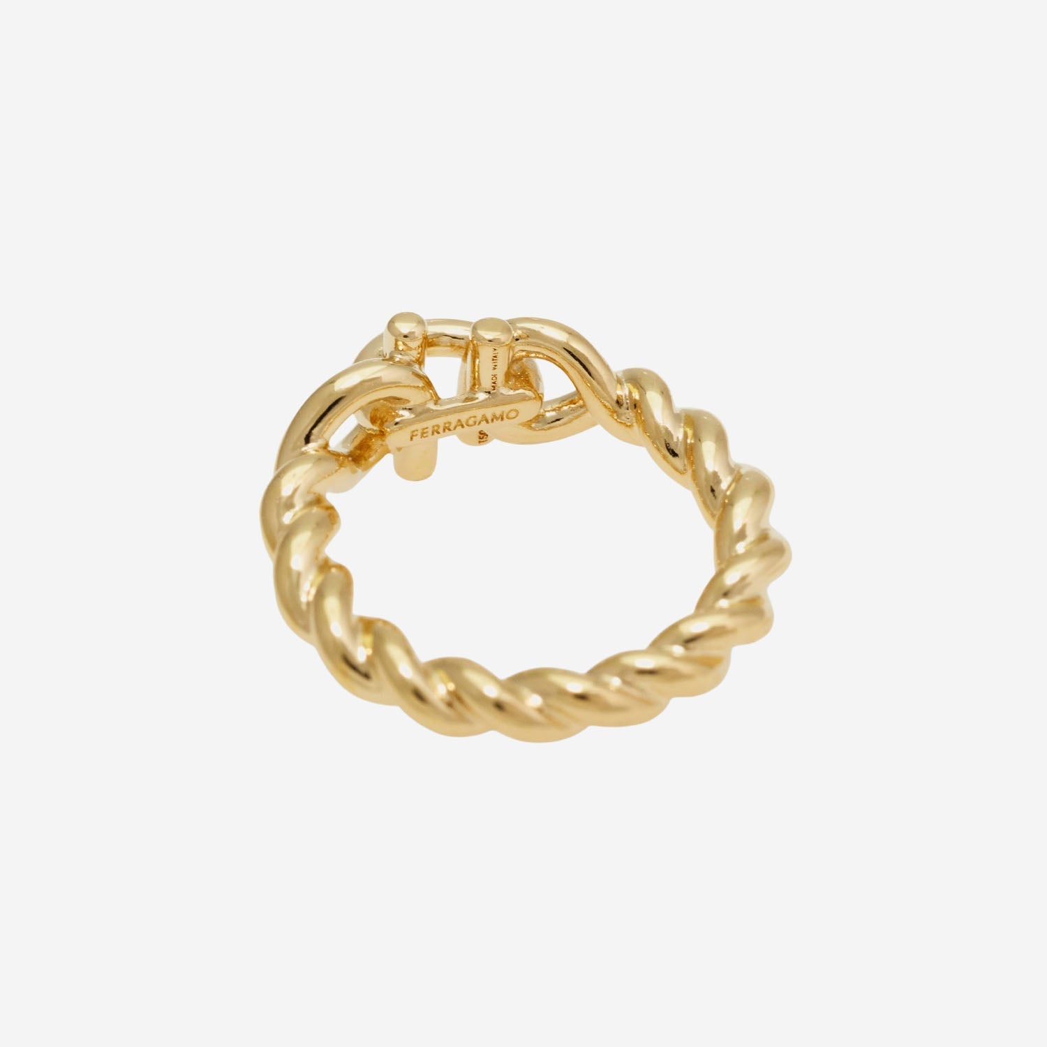 Ferragamo Twisted Brass Hook Ring — Gold by Ferragamo