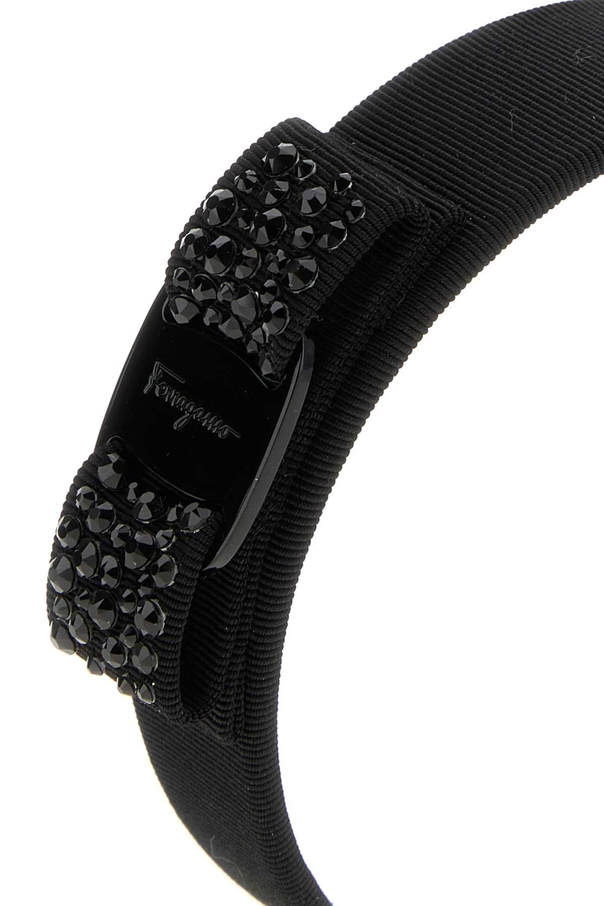 Ferragamo Swarovs Headband — Black, view 2